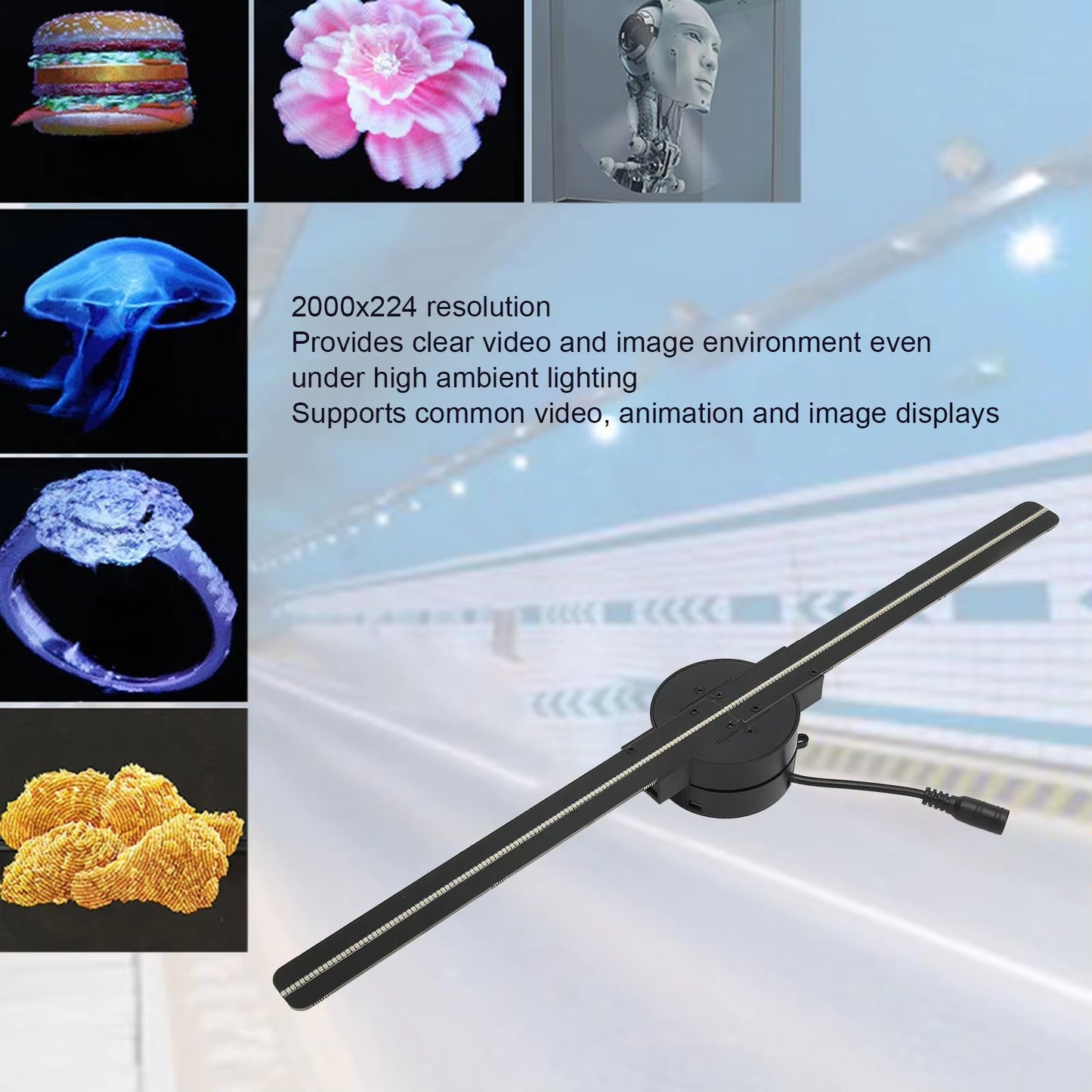 Revolutionary Wifi 3D Hologram Fan Projector - Stunning 176° Viewing Angle, Customizable Displays for Business!