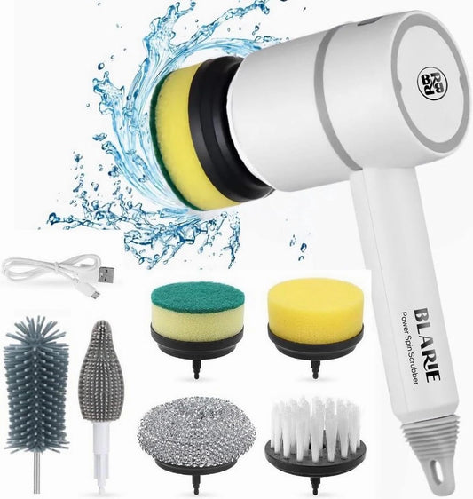 Ultimate Power Spin Scrubber - Cordless Electric Cleaning Brush with 6 Attachments, Rechargeable & 3 Speed Settings for Kitchen, Bathroom & More!