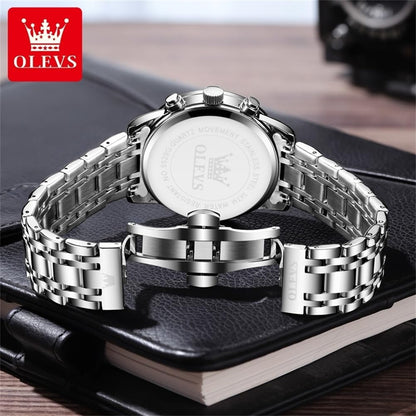 Stylish Men's Multifunction Waterproof Chronograph Watch - Luminous Multi Dial Stainless Steel Wrist Watch with Date - Perfect Gift for Him