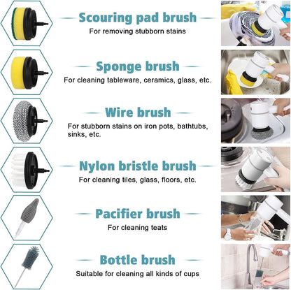 Ultimate Power Spin Scrubber - Cordless Electric Cleaning Brush with 6 Attachments, Rechargeable & 3 Speed Settings for Kitchen, Bathroom & More!