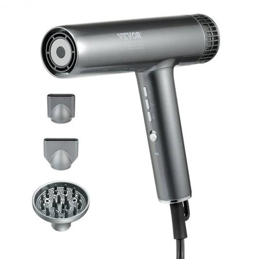 VEVOR Professional Hair Dryer with 3.0 Million Negative Ions, 98,000 RPM Brushless Motor, Multiple Temperature and Speed Settings, Lightweight Design with Nozzles and Diffuser for Home and Travel Use