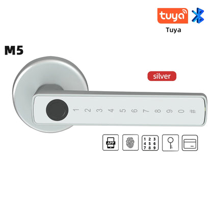 M5 Tuya BLE Fingerprint Door Lock Digital Electronic Lock with Password/Key/Ic Card/ Smartlife/ Tuya APP Unlock