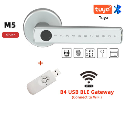 M5 Tuya BLE Fingerprint Door Lock Digital Electronic Lock with Password/Key/Ic Card/ Smartlife/ Tuya APP Unlock